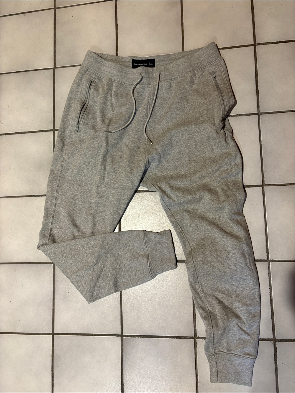 Abercrombie & Fitch Light Gray Men's Jogger Sweatpants